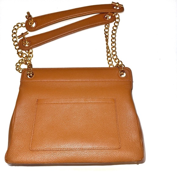 TORY BURCH Britten Flap Tan Leather Shoulder Bag Purse - Picture 2 of 13